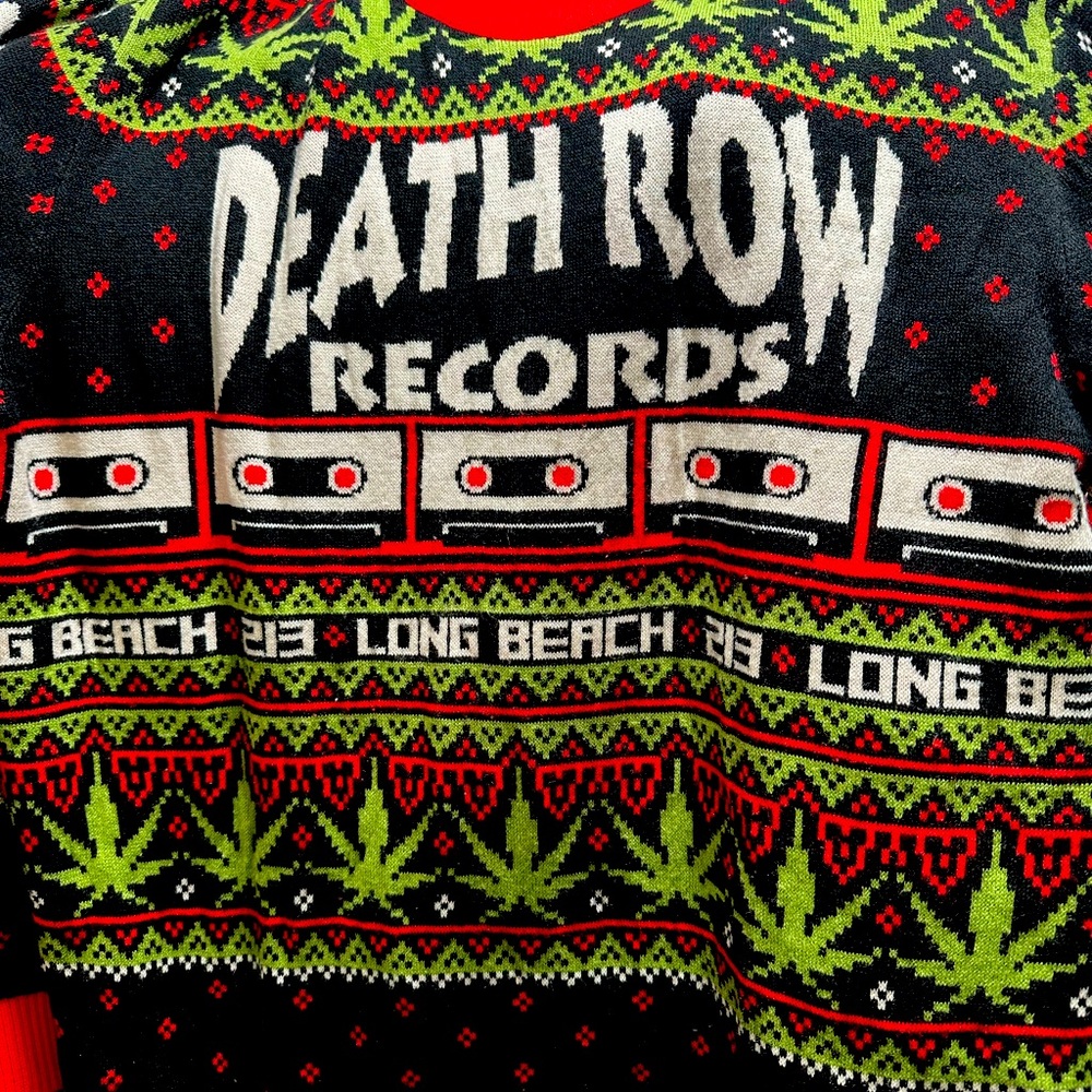 Xmas ugly sweater theme of death row records
